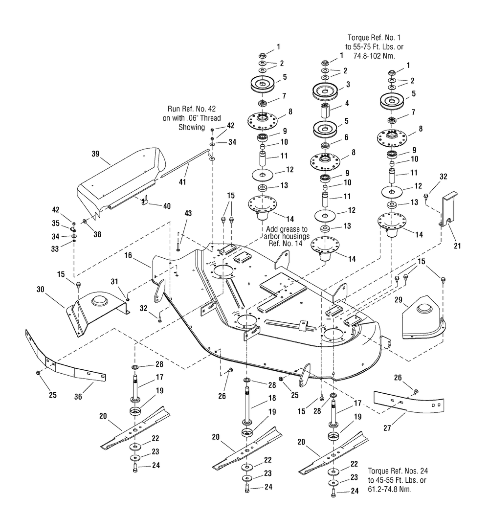 50" Mower Deck - Housing And Arbor Group Diagram and Parts List for 107287910-7800340,ZTS7500 2008 Briggs and Stratton Lawn Tractor Accessories